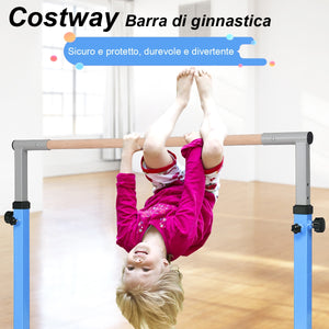 Sbarra da balletto regolabile in altezza a 12 livelli, Sbarra portatile da ginnastica multiuso 200x121x91-150cm Blu-Sbarre da danza