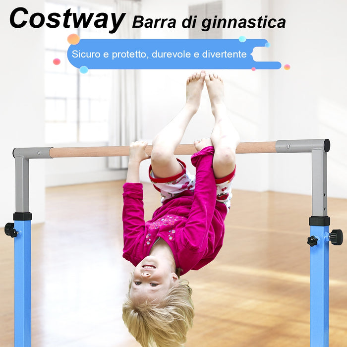 Sbarra da balletto regolabile in altezza a 12 livelli, Sbarra portatile da ginnastica multiuso 200x121x91-150cm Blu-Sbarre da danza