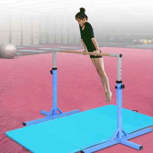 Sbarra da balletto regolabile in altezza a 12 livelli, Sbarra portatile da ginnastica multiuso 200x121x91-150cm Blu-Sbarre da danza