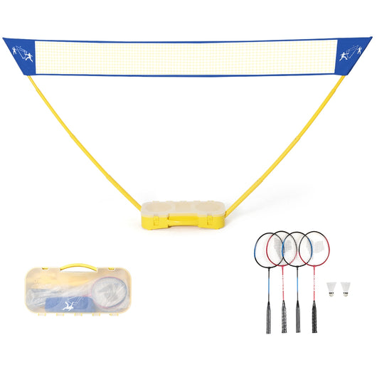 Set con rete da badminton portatile, Rete da badminton 3 x 1,5 m con 2 racchette e 2 volani-Ricreazione outdoor