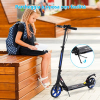 Monopattino pieghevole con manubrio regolabile per bambini, Monopattino con piattaforma di alluminio Blu-Monopattini