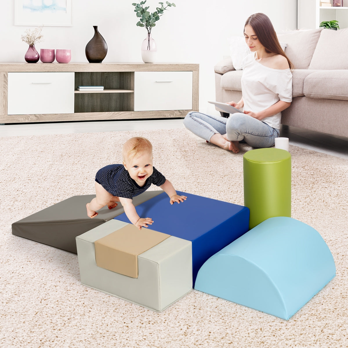 Set con 6 pezzi per giocare e arrampicarsi, Blocchi per bambini per sviluppo motricit¨¤-Giocattoli educativi