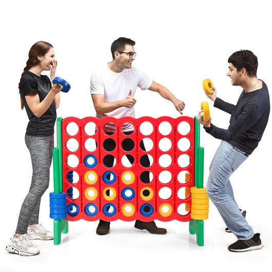 Forza 4 gigante per bambini e adulti, Gioco da interno ed esterno alto 104 cm con 42 pedine e barra, Verde-Giochi su prato