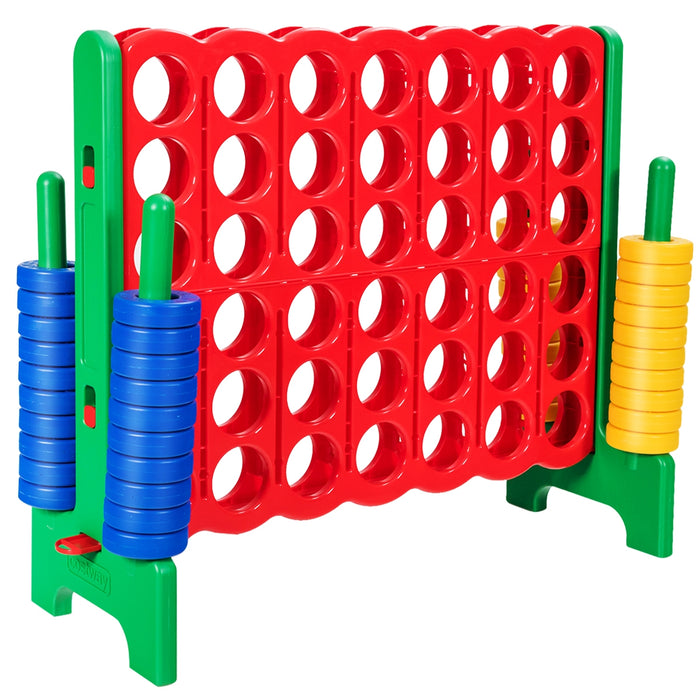 Forza 4 gigante per bambini e adulti, Gioco da interno ed esterno alto 104 cm con 42 pedine e barra, Verde-Giochi su prato
