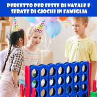 Forza 4 gigante per bambini e adulti, Gioco da interno ed esterno alto 104 cm con 42 pedine e barra, Rosso-Giochi su prato