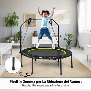 Trampolino pieghevole 101 cm con 2 bande di resistenza per bambini e adulti, Trampolino con maniglia regolabile in altezza Verde-Trampolini