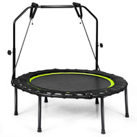 Trampolino pieghevole 101 cm con 2 bande di resistenza per bambini e adulti, Trampolino con maniglia regolabile in altezza Verde-Trampolini