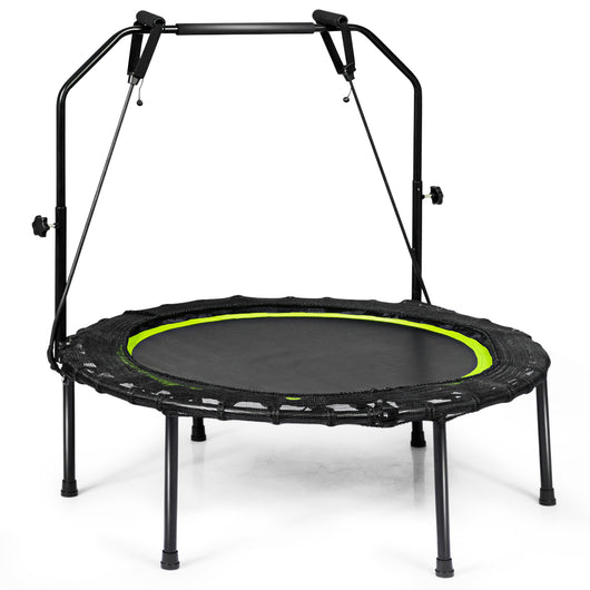 Trampolino pieghevole 101 cm con 2 bande di resistenza per bambini e adulti, Trampolino con maniglia regolabile in altezza Verde-Trampolini