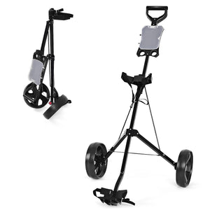 Carrello da golf con 2 ruote e tabellone segnapunti, Carrello da golf multifunzionale e comodo Nero-Golf