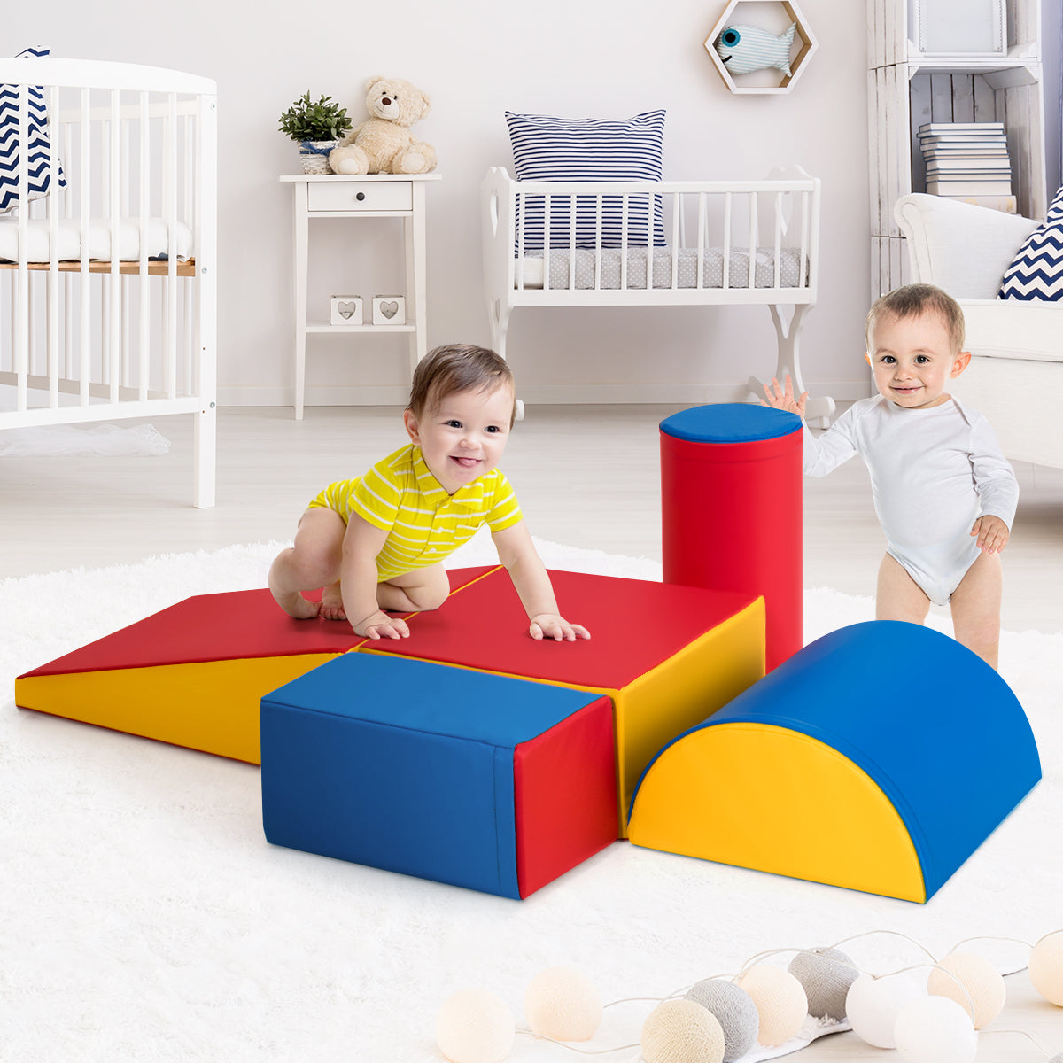 Set di 5 blocchi giocattoli con diverse forme e colori per bambini, Giocattolo per arrampicata e strisciamento-Giocattoli educativi