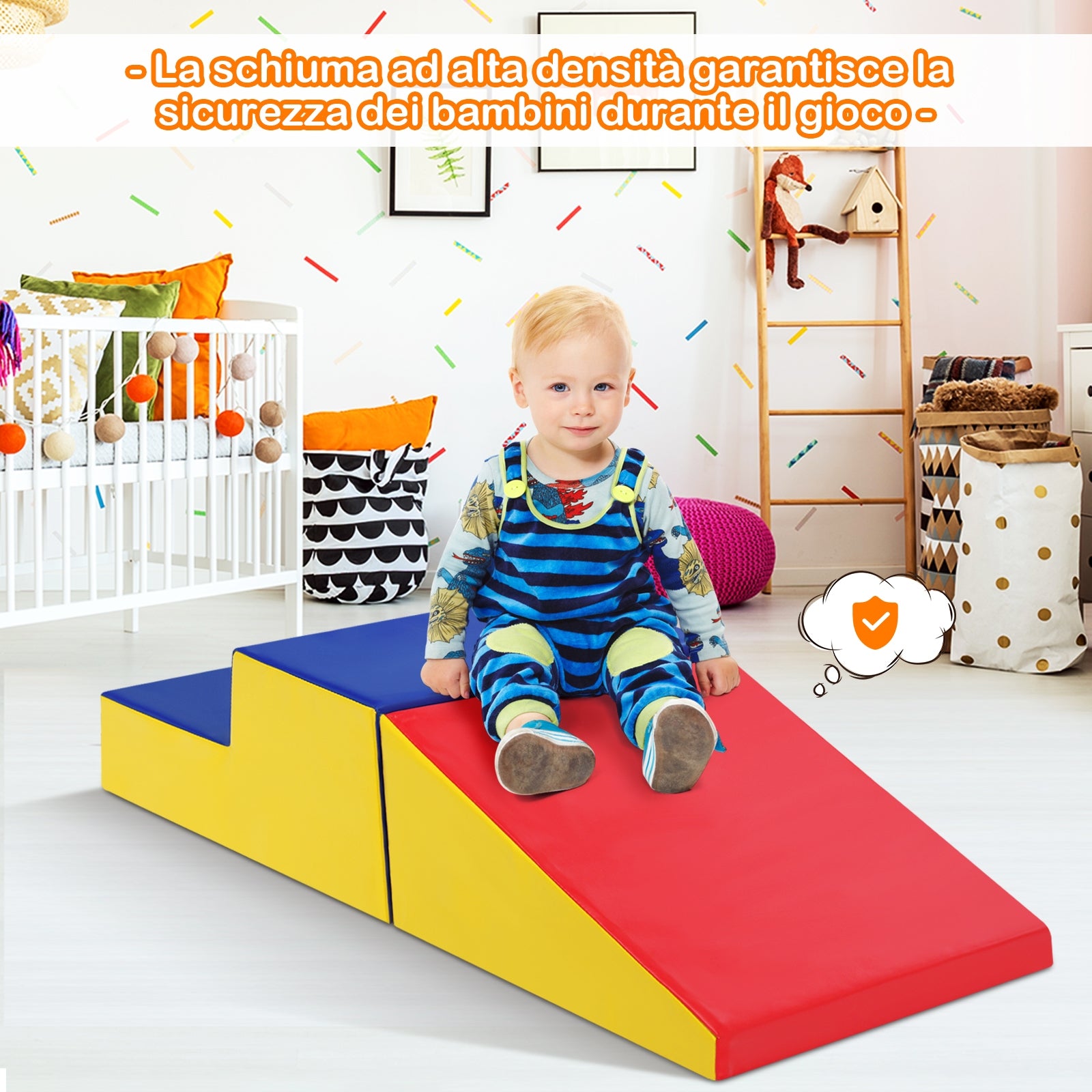 Set attivit¨¤ per arrampicarsi e gattonare, Gradini in schiuma morbida e rampa giocattolo per arrampicarsi, Colorato-Giocattoli educativi