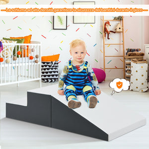 Set attivit¨¤ per arrampicarsi e gattonare, Gradini in schiuma morbida e rampa giocattolo per arrampicarsi Bianco-Giocattoli educativi