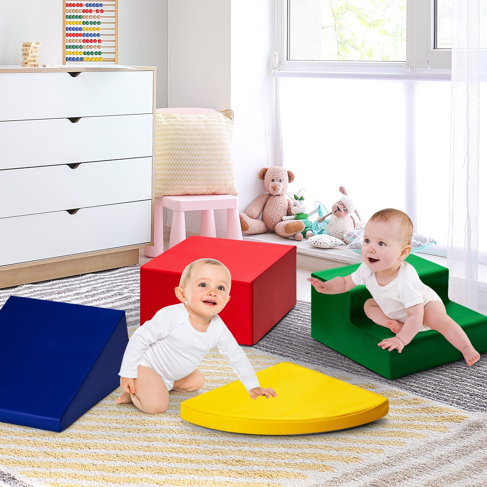 Set giocattolo educativo con 4 pezzi, Set in EPE per arrampicarsi all¡¯interno per bambini e neonati Rosso-Giocattoli educativi