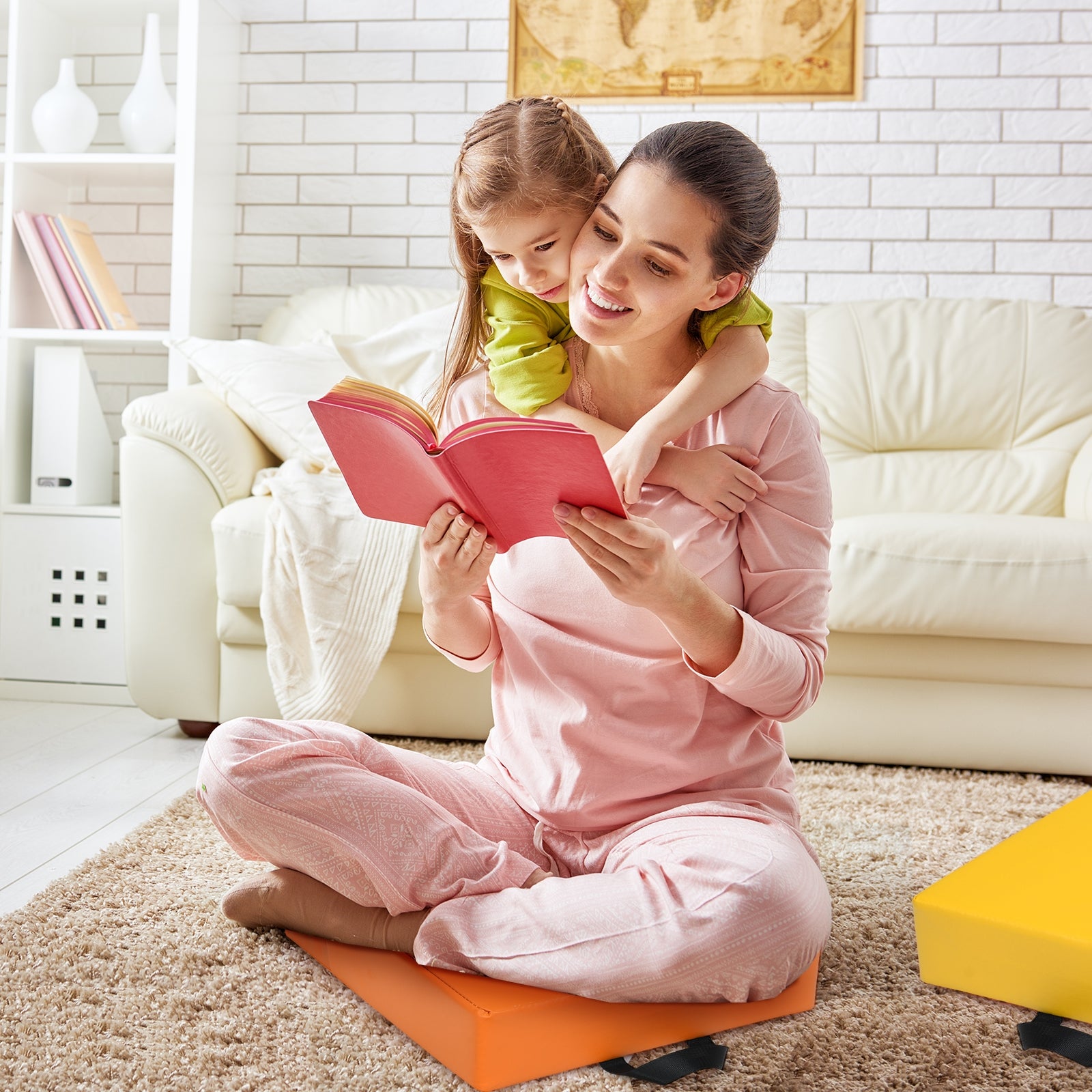 Cuscinetti per bambini con 6 colori e forma quadrata, Cuscini impermeabili con maniglia ergonomica Colorato-Giocattoli educativi