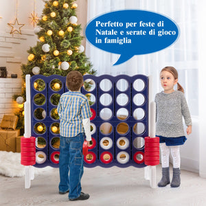 Forza 4 gigante 104cm per bambini e adulti, Gioco da interno ed esterno con 42 pedine e barra Blu e grigio-Giochi su prato