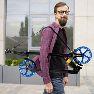 Monopattino con luci LED e ruote silenziose per bambini pi¨´ di 8 anni, Monopattino pieghevole con tracolla Nero-Monopattini