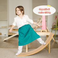 Balance board di bamb¨´ con bordi lucidati per uso interno ed esterno, Tavola oscillante per bambini e adulti-Ginnastica yoga e danza