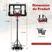 Canestro basket su cavalletto regolabile in altezza 130-305 cm 12 livelli con ruote movibili 2 reti base zavorrata 20_0006328