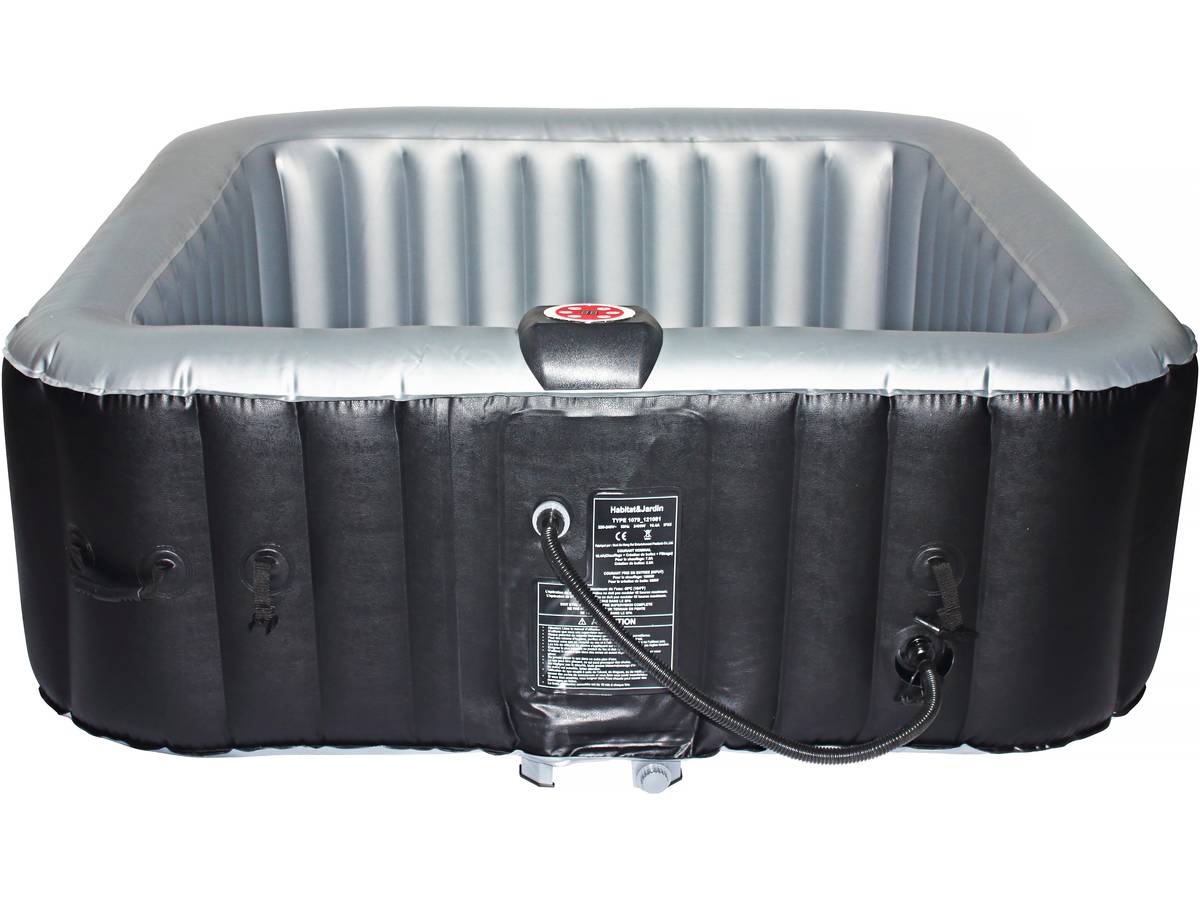 Spa gonfiabile "Nice" con cerchio LED galleggiante - 6 posti - Grigio/Nero