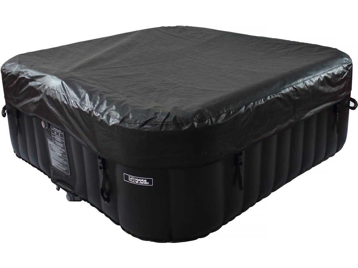 Spa gonfiabile "Nice" con cerchio LED galleggiante - 6 posti - Grigio/Nero