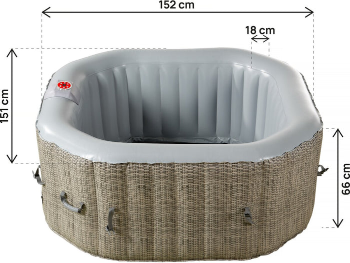 Spa gonfiabile ottagonale in PVC "Los Angeles" - 4 posti - Grigio chiaro/marrone