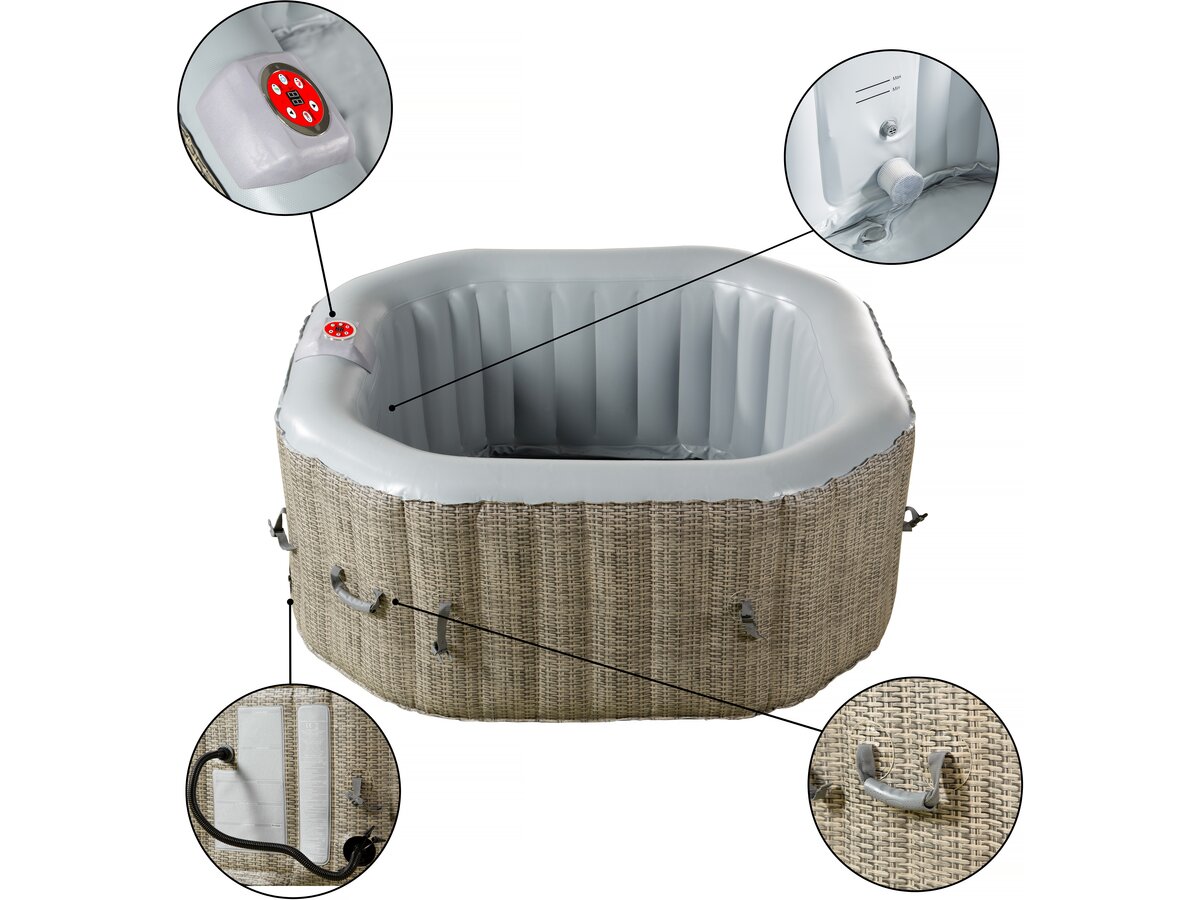 Spa gonfiabile ottagonale in PVC "Los Angeles" - 4 posti - Grigio chiaro/marrone