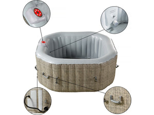 Spa gonfiabile ottagonale in PVC "Los Angeles" - 4 posti - Grigio chiaro/marrone