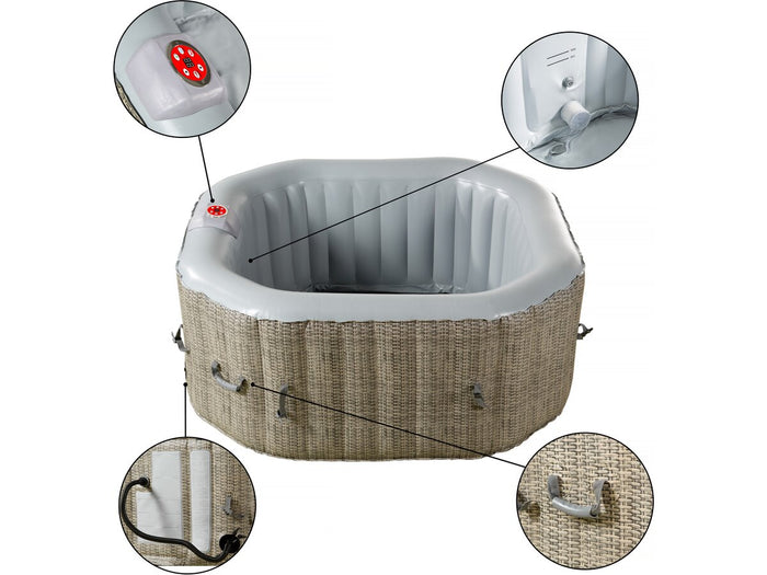 Spa gonfiabile ottagonale in PVC "Los Angeles" - 4 posti - Grigio chiaro/marrone