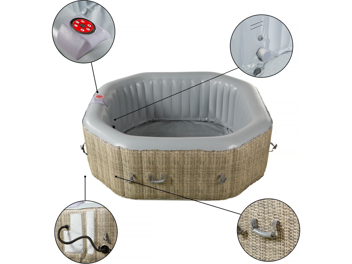 Spa gonfiabile ottagonale in PVC "New York" - 6 posti - Grigio chiaro/Marrone