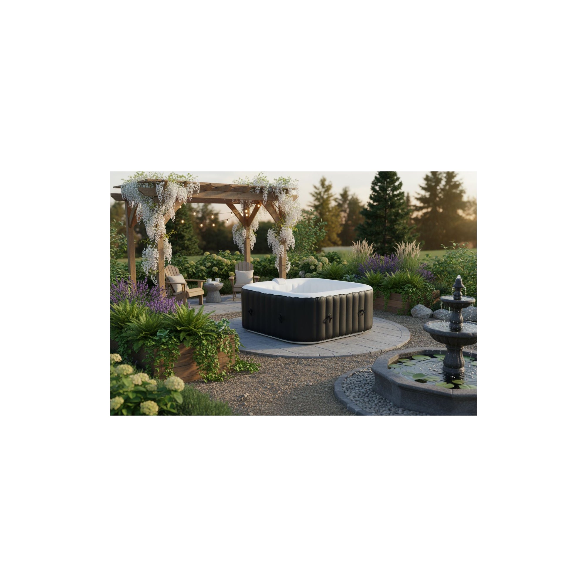 Spa gonfiabile 4 posti quadrati - Ospazia - Dimensioni: 155 x 155 cm - Filtro e tela cerata inclusa