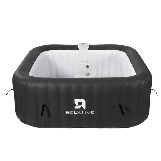 Spa gonfiabile quadrata 6 posti - RELXTIME - 130 getti - Nero - Filtro e copertura inclusi