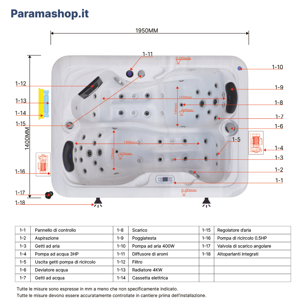Minipiscina vasca idromassaggio 195x140x75,5 cm da esterno 2 persone | Duo