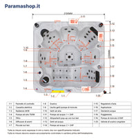 Minipiscina vasca idromassaggio 210x210x95 cm da esterno 6 persone | Garda