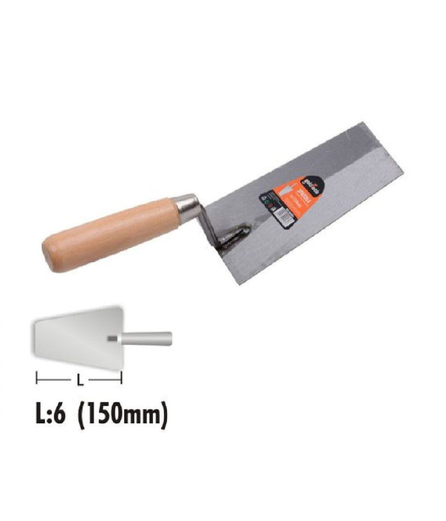 Spatola Cazzuola In Acciaio 150 Mm 6" Trapezio Manico In Legno Ferramenta 90484         