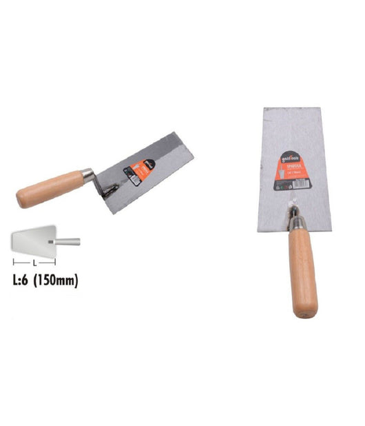 Spatola Cazzuola In Acciaio 150 Mm 6" Trapezio Manico In Legno Ferramenta 90484         