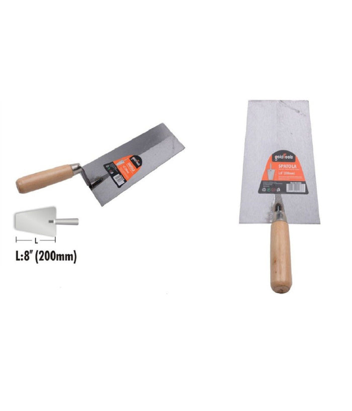 Spatola Cazzuola In Acciaio 200mm 8" Trapezio Manico In Legno Ferramenta 90486         