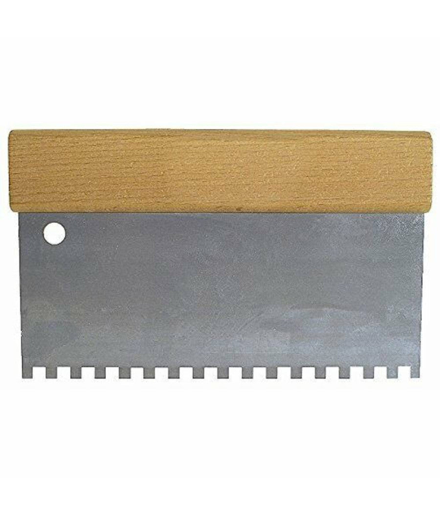 Spatola Dentata Frattazzo Per Colla In Acciaio Impugnatura Legno 4" 10 Cm         