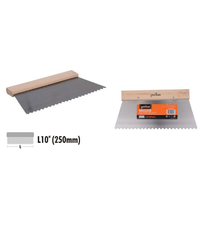 Spatola Dentata Raschietto Trapezoidale Acciaio Impugnatura Legno 10â€³ 25cm 90455         