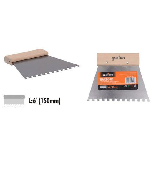 Spatola Dentata Raschietto Trapezoidale Acciaio Impugnatura Legno 6â€³ 150mm 90457         