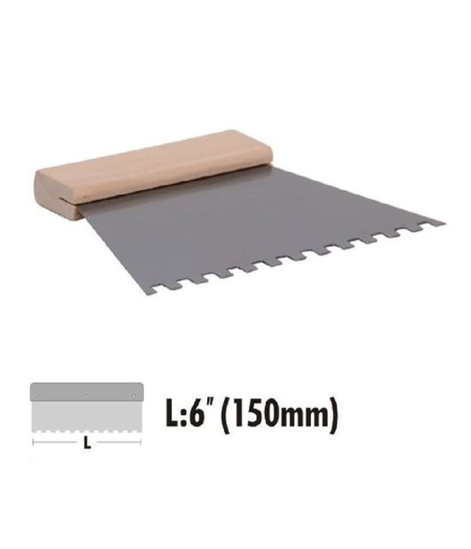 Spatola Dentata Raschietto Trapezoidale Acciaio Impugnatura Legno 6â€³ 150mm 90457         