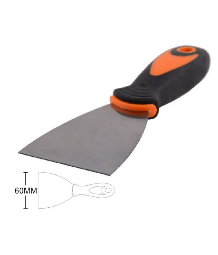 Spatola Per Pareti Acciaio 60 Mm 2.5" Ferramenta Con Maniglia Antiscivolo 90419         