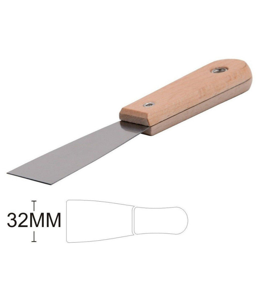 Spatola Per Pareti In Acciaio 32mm Ferramenta Con Maniglia In Legno 1.5" 90425         