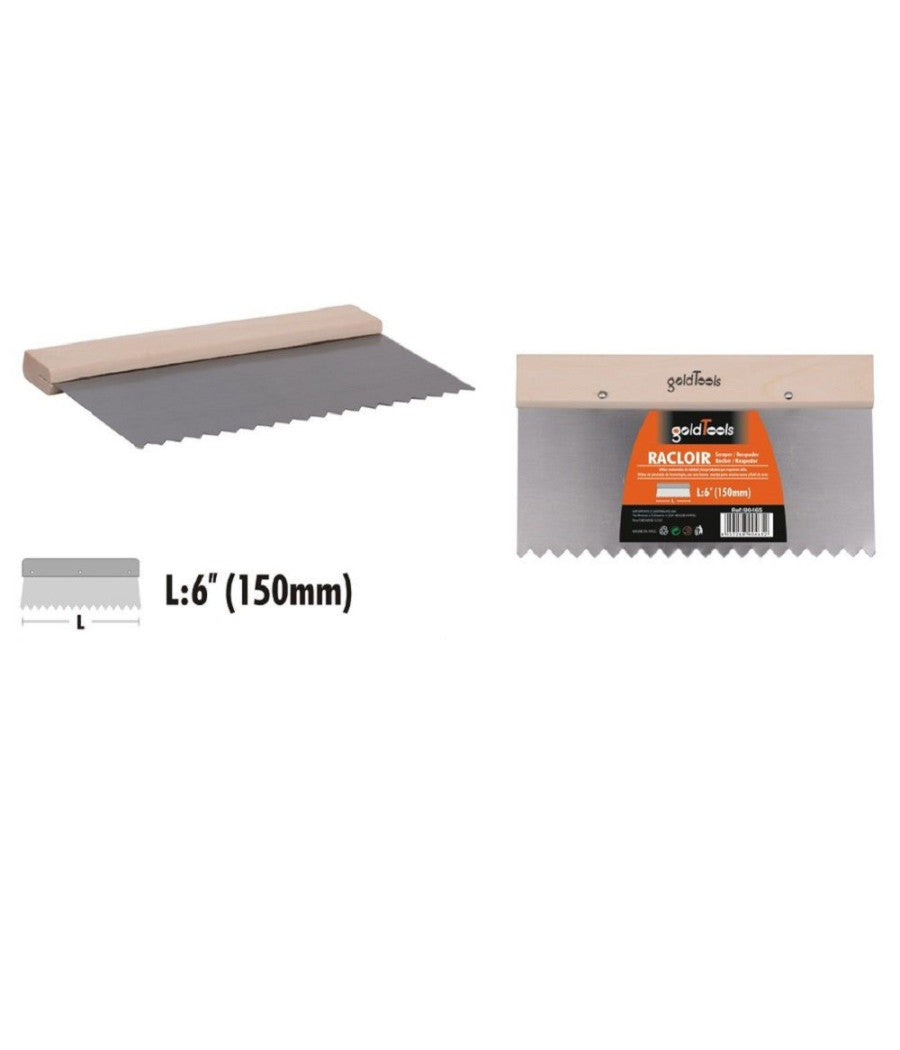 Spatola Raschietto Dentato Acciaio Impugnatura In Legno 6â€³ 15cm Ferramenta 90465         