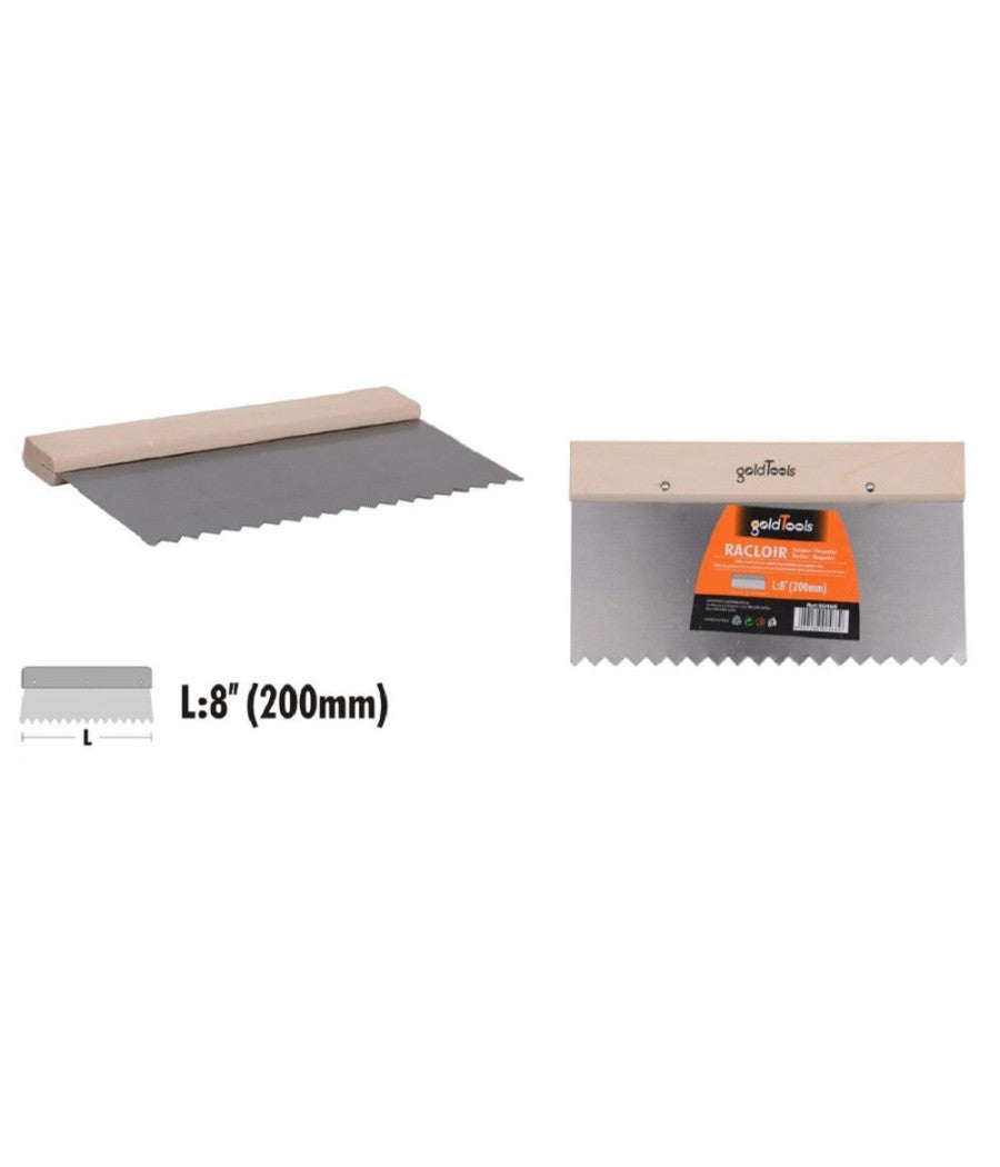 Spatola Raschietto Dentato Acciaio Impugnatura Legno 8â€³ 200 Mm Ferramenta 90466         