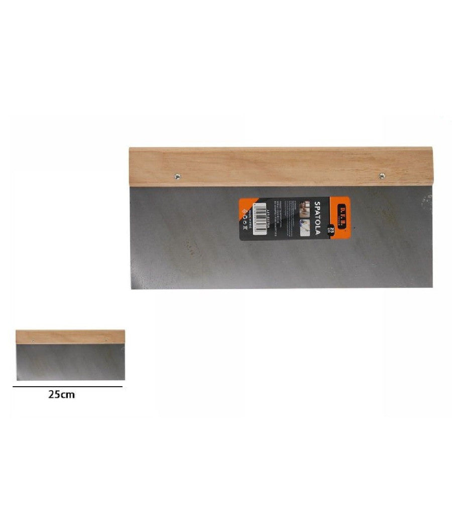 Spatola Stecca Pareti Per Stucco Acciaio Impugnatura Legno 25 Cm Pittore 53273a         