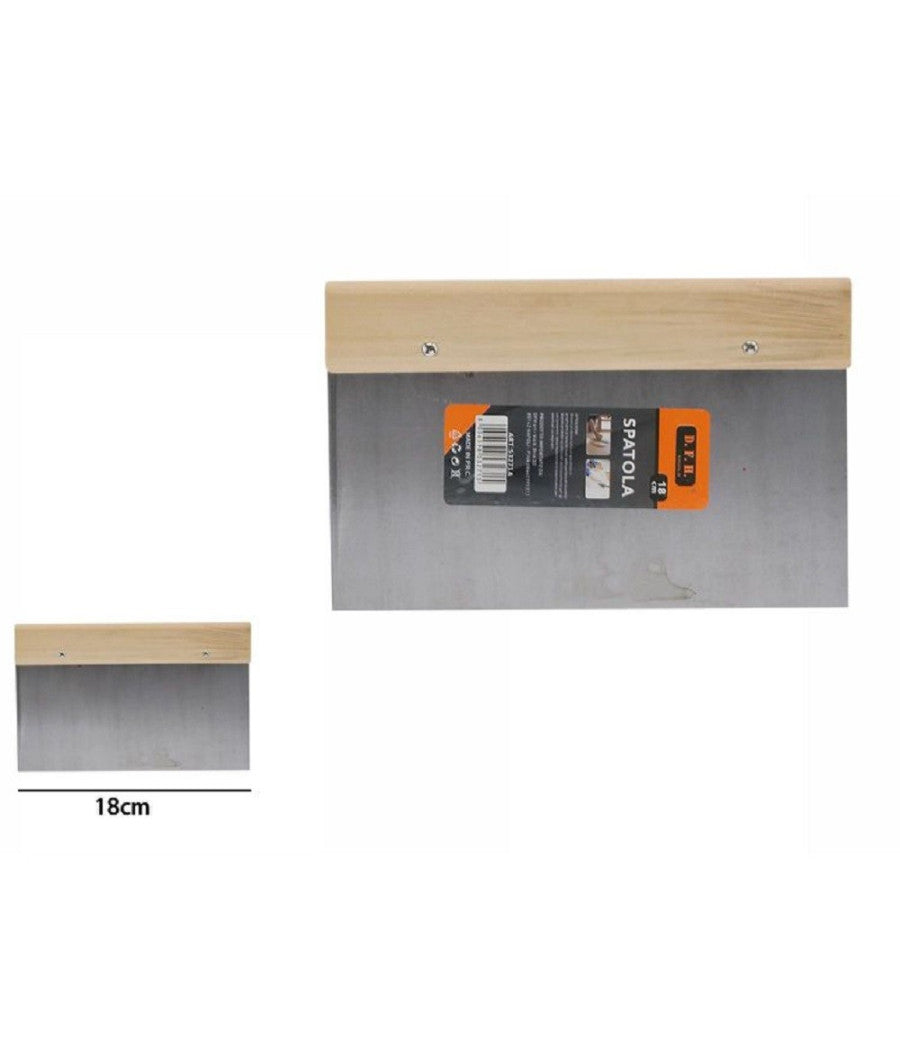 Spatola Stecca Pareti Stucco In Acciaio Impugnatura Legno 18 Cm Pittore 53271a         
