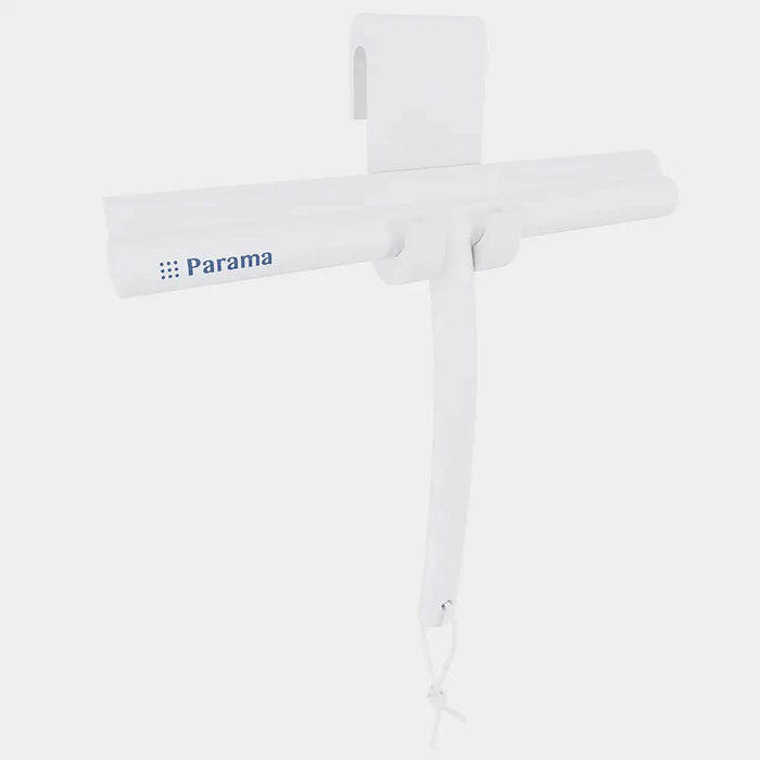 Tergivetro in silicone bianco con anima in acciaio inox e gancio per box doccia | Tergi