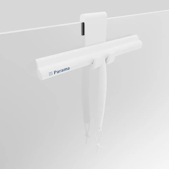 Tergivetro in silicone bianco con anima in acciaio inox e gancio per box doccia | Tergi