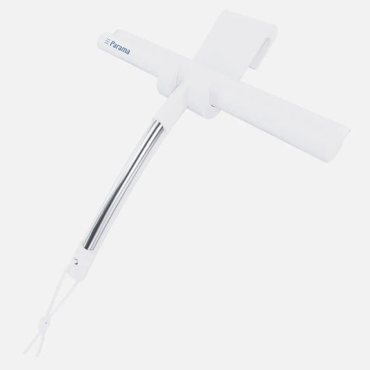 Tergivetro in silicone bianco con anima in acciaio inox e gancio per box doccia | Tergi