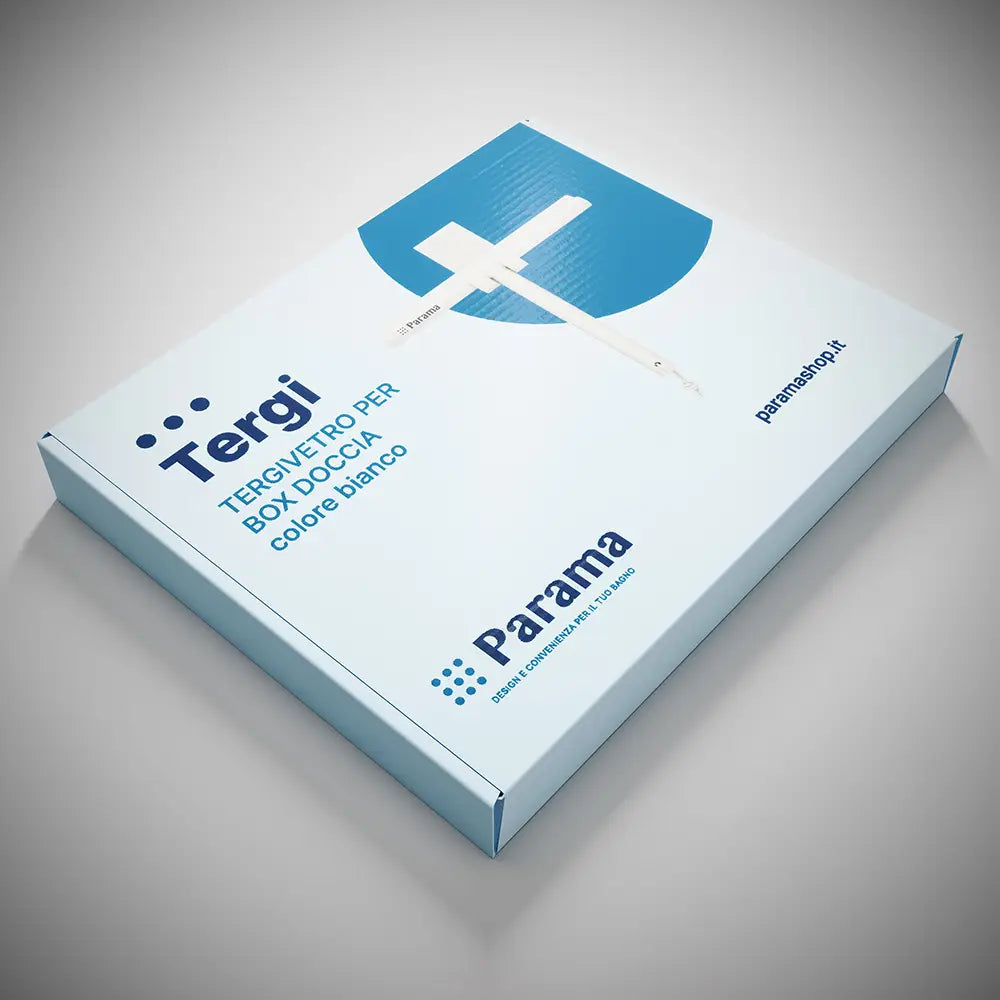 Tergivetro in silicone bianco con anima in acciaio inox e gancio per box doccia | Tergi